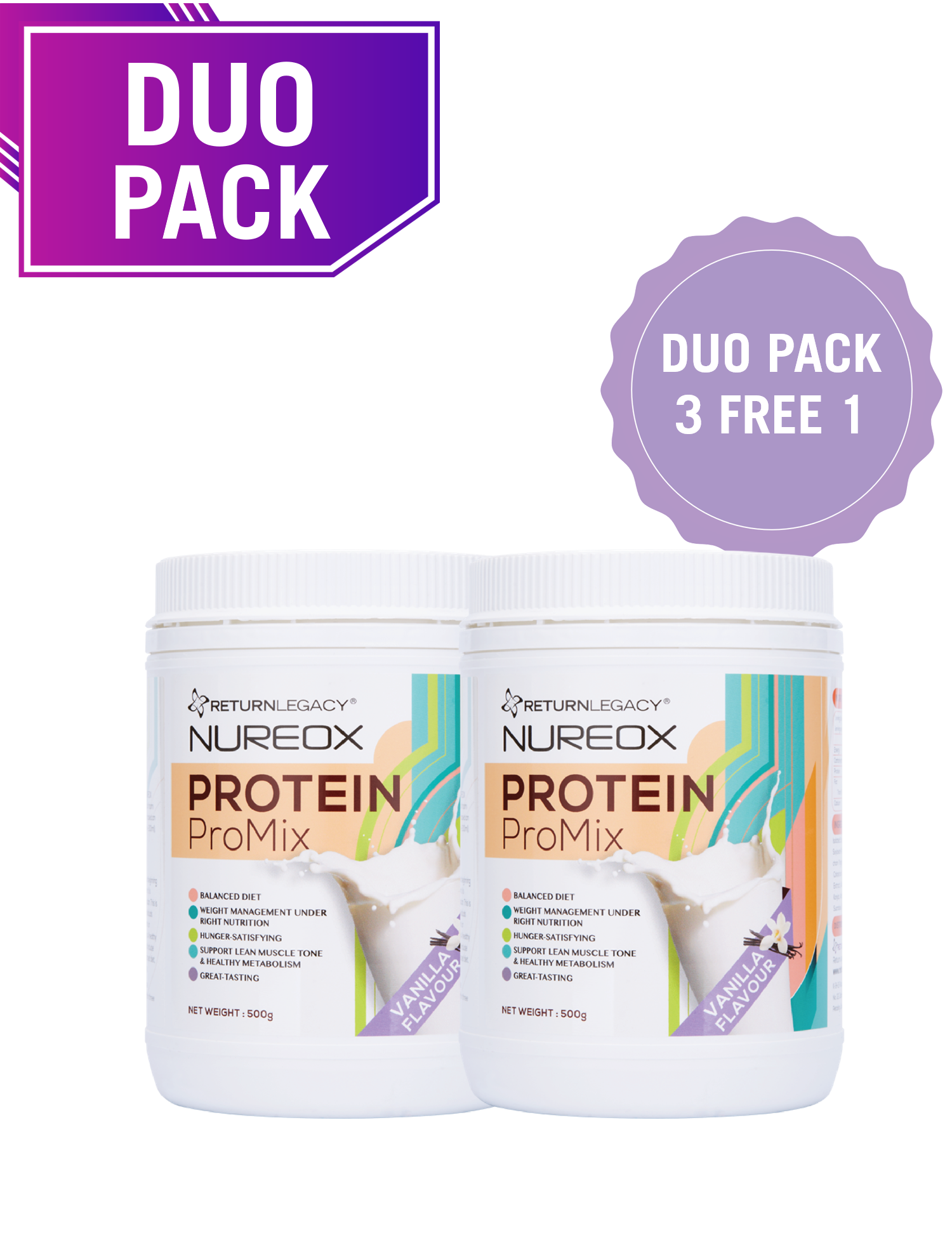 NUREOX Protein Promix Vanilla (3 DUO PACK FREE 1 DUO PACK)